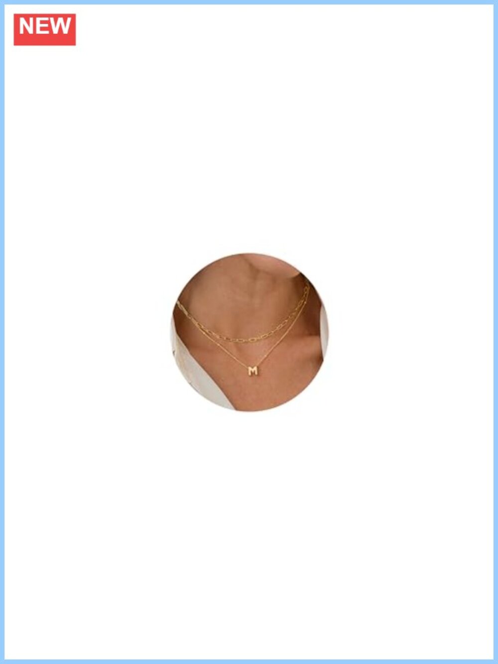 Layered Initial Necklace Gold Plated Brass Pendant Choker for Women